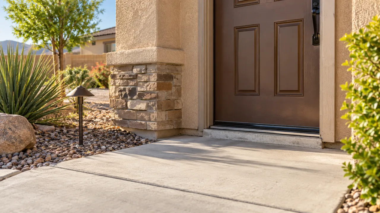 Residential threshold, foundation and landscaping details